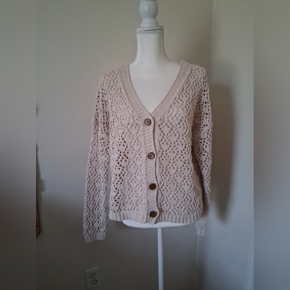 Artelier Women's Cream Knit Sweater Size L